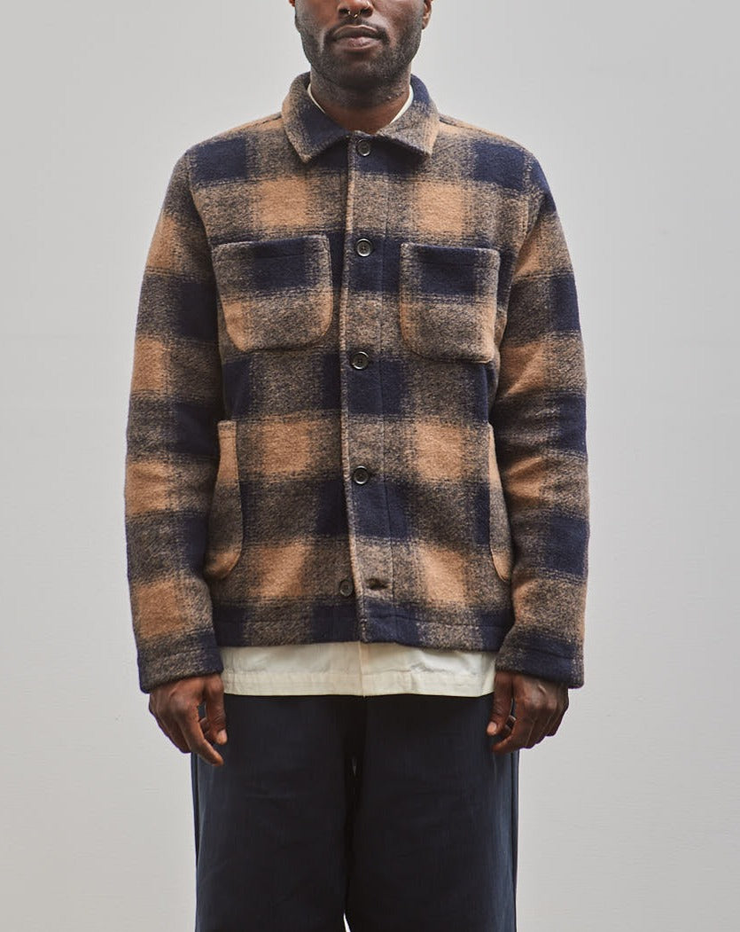 Universal Works Merino Lumber Jacket, Navy Glasswing