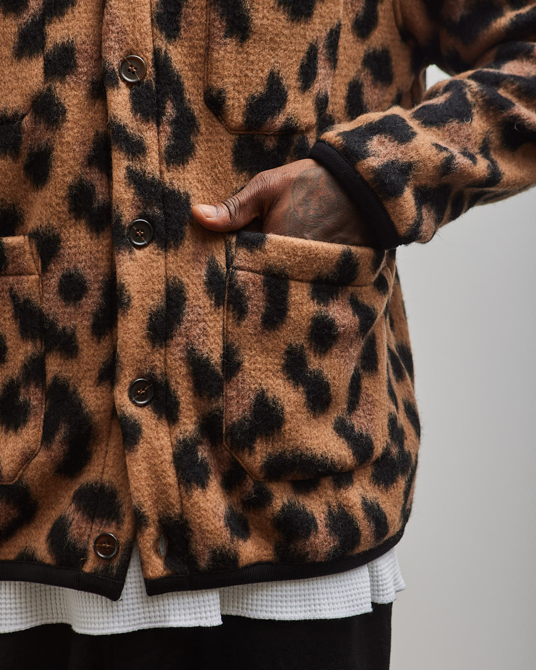 Universal Works Montenero Fleece Cardigan, Cumin – Glasswing