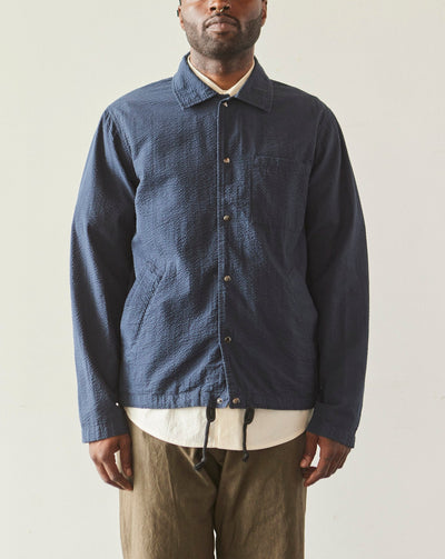 Universal Works Porto Jacket, Navy Seersucker