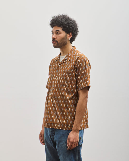 Universal Works Paisley Block Print Road Shirt, Brown