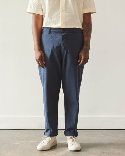 Universal Works Seersucker Military Chino, Navy