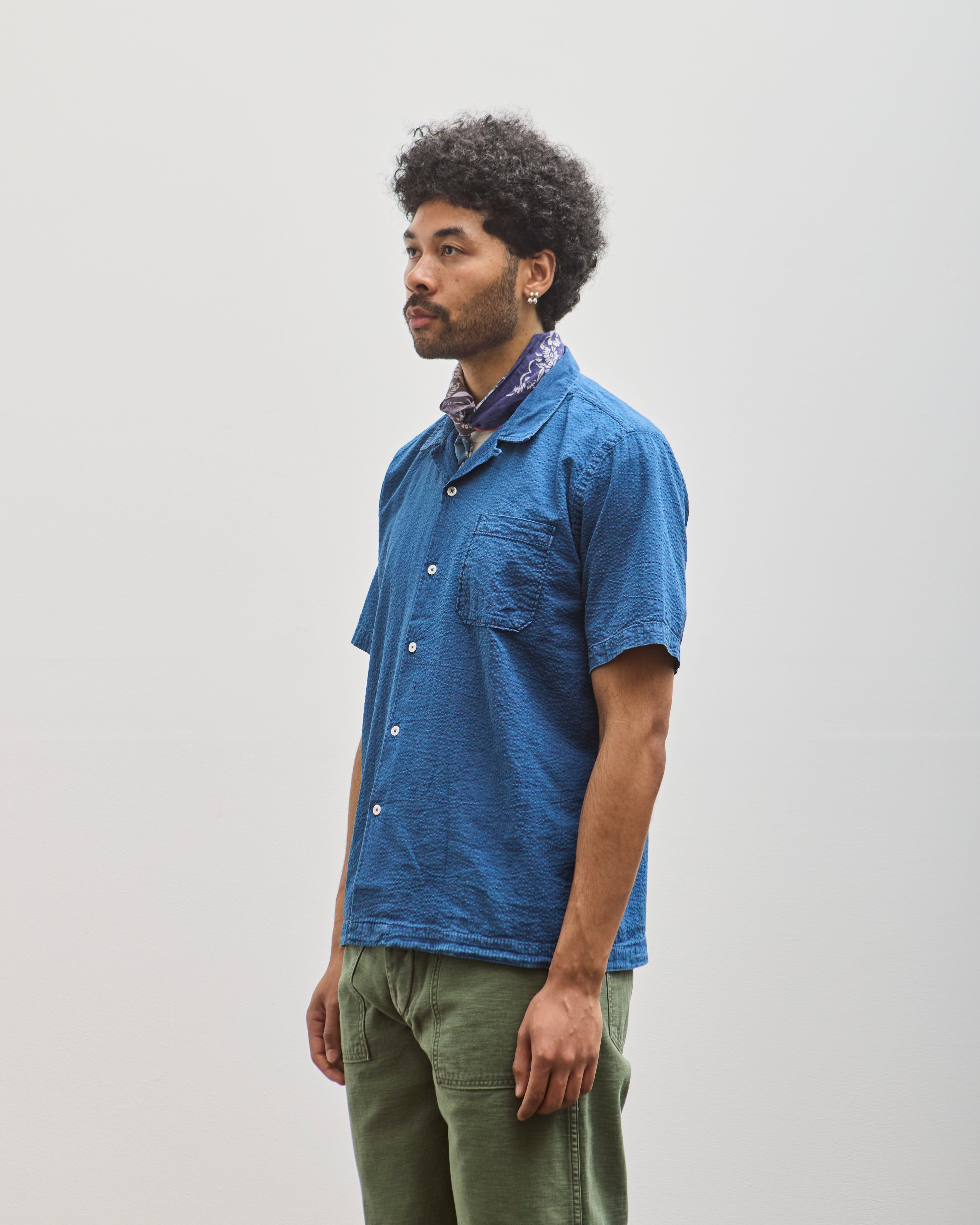 Universal Works Seersucker Road Shirt, Indigo – Glasswing