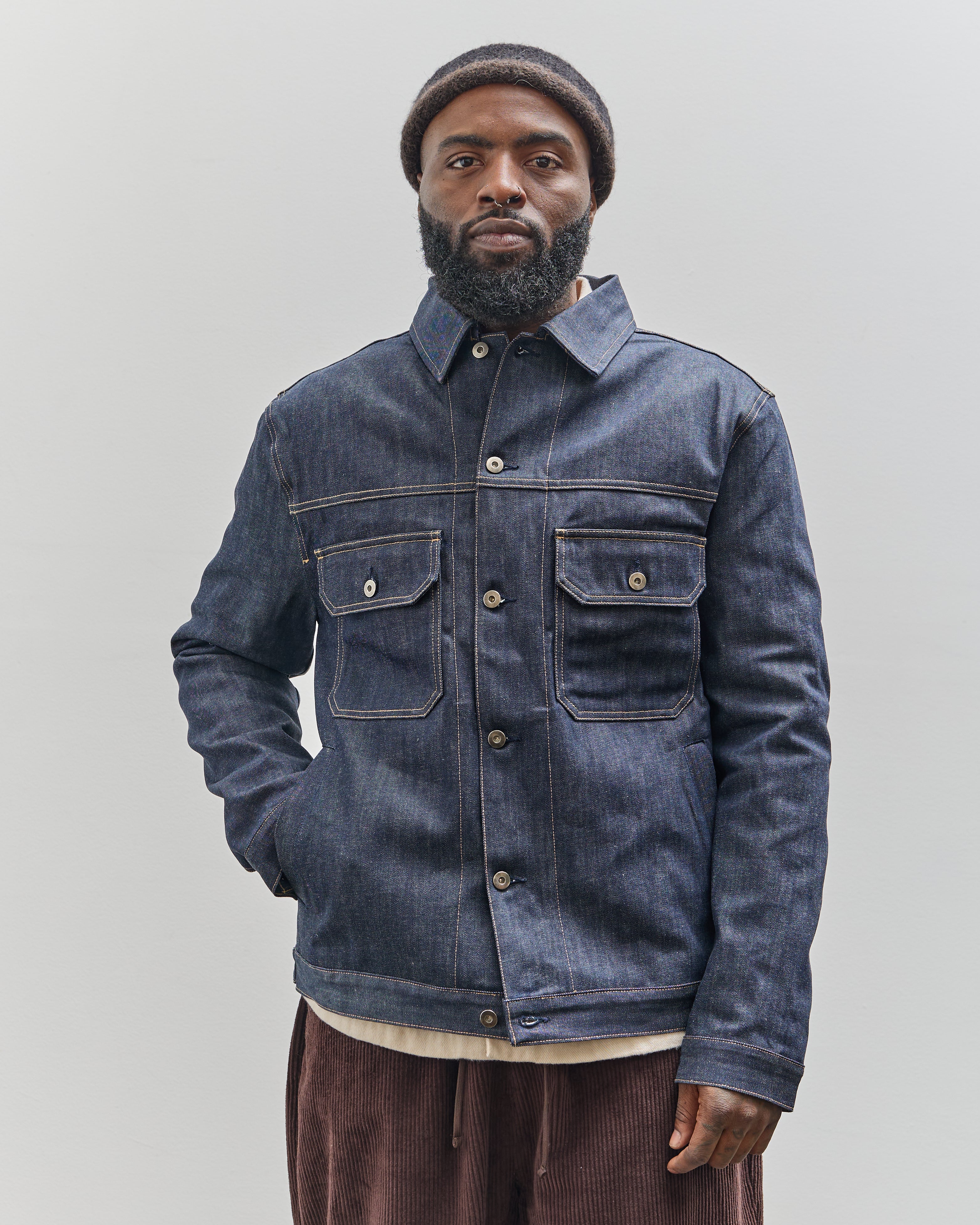 Universal Works Trucker II Jacket, Indigo Denim – Glasswing