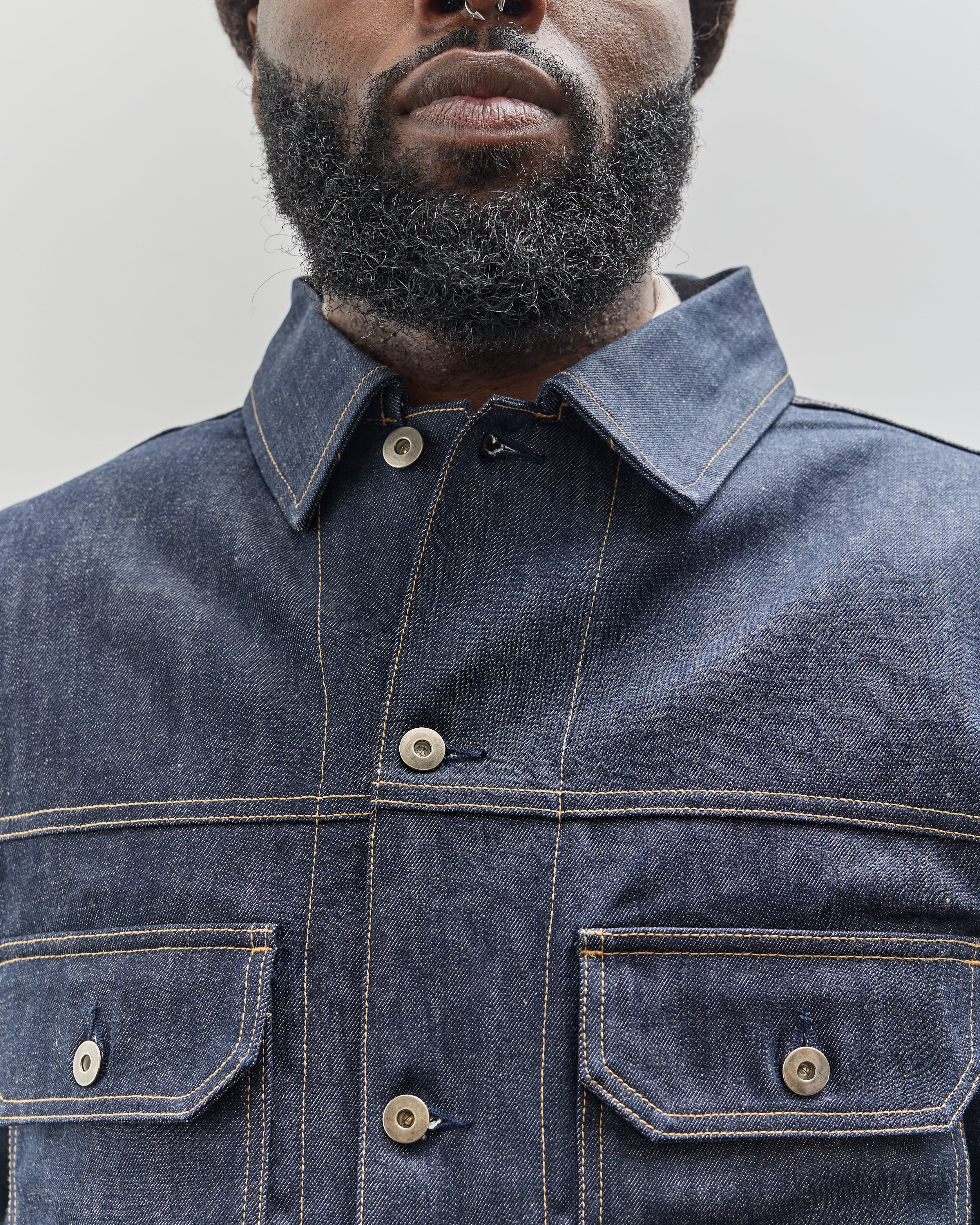 Universal Works Trucker II Jacket, Indigo Denim – Glasswing