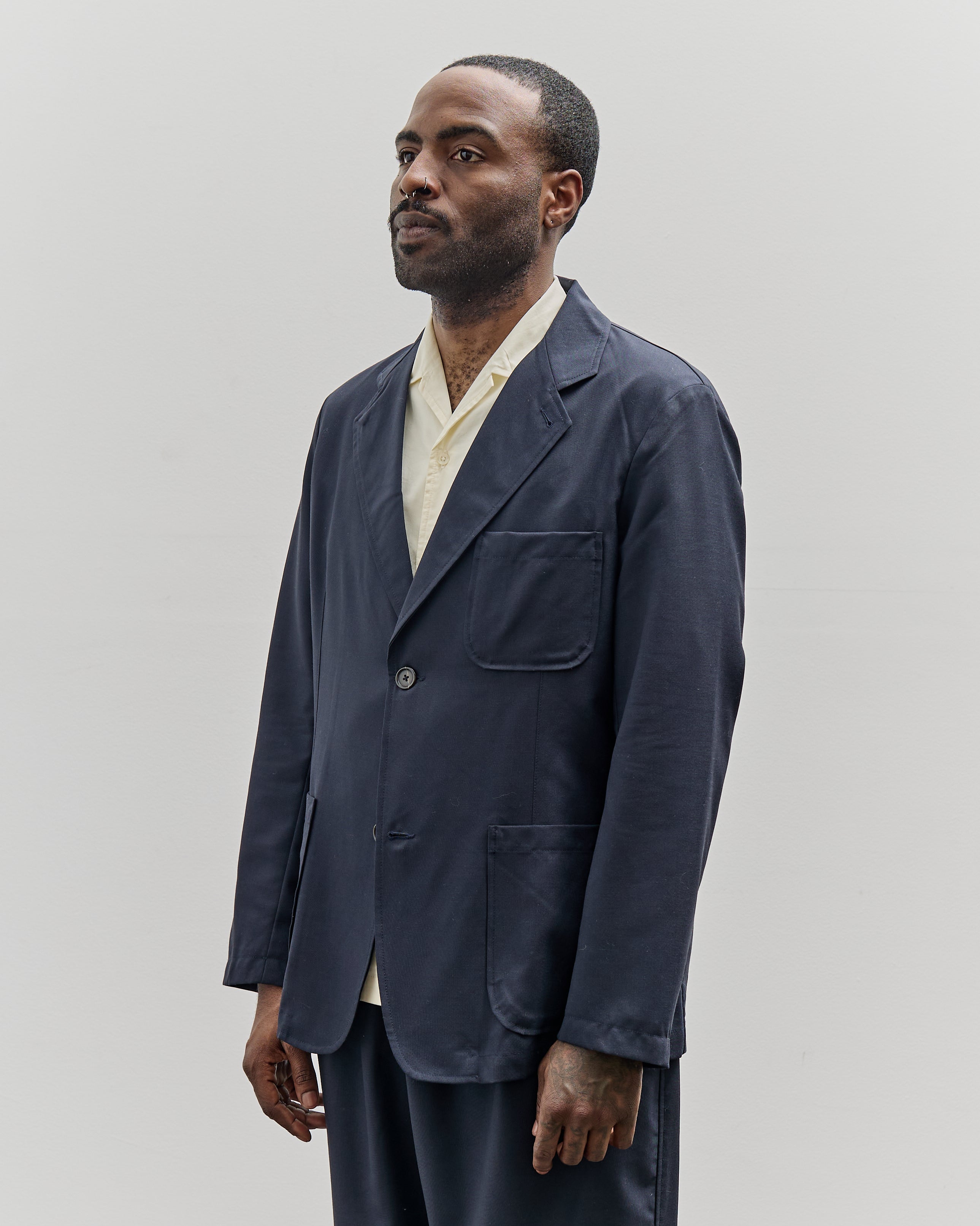 Universal Works Two Button Jacket, Navy – Glasswing