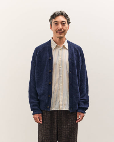Universal Works David Cardigan, Navy Alpaca