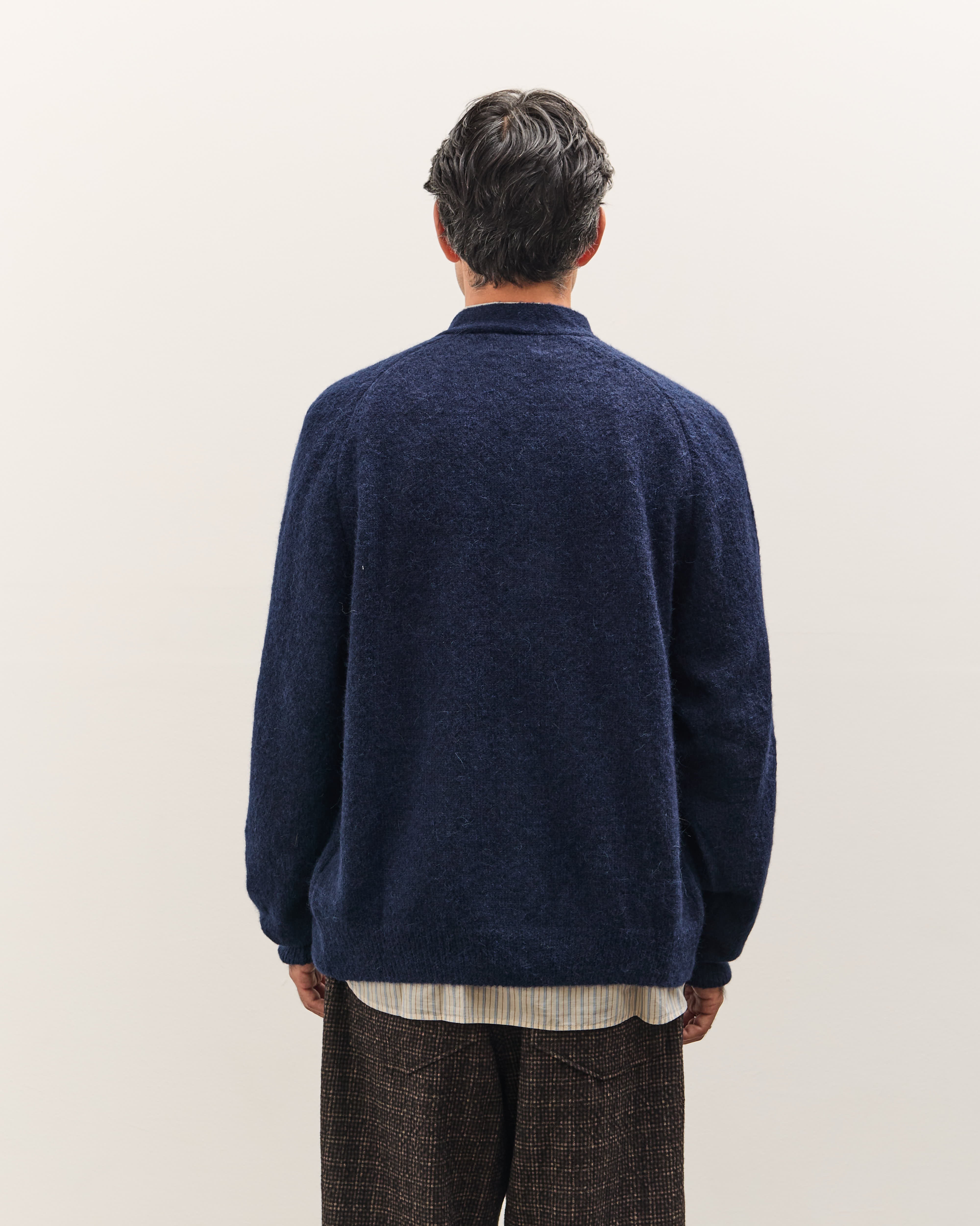 Universal Works David Cardigan, Navy Alpaca – Glasswing