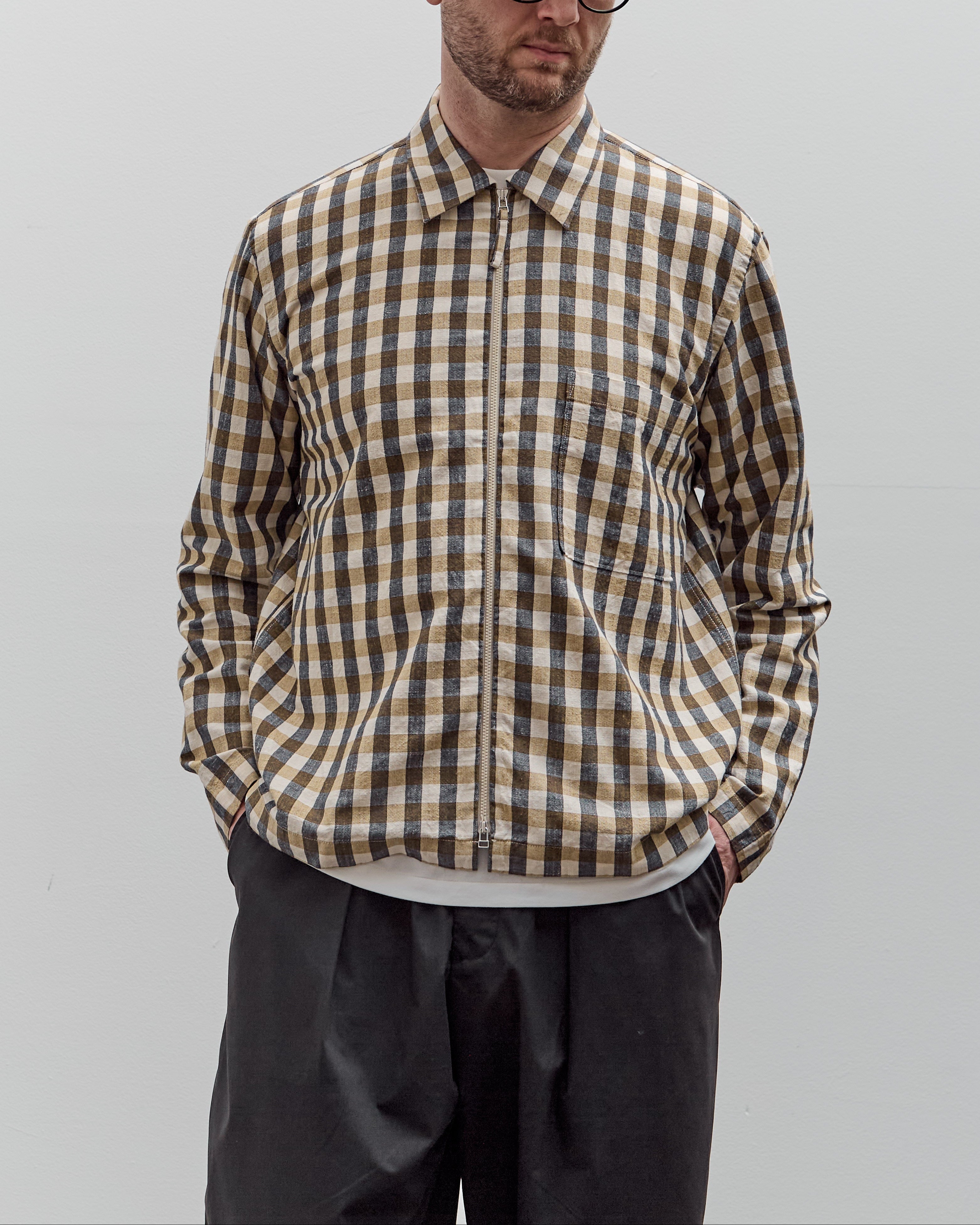 Universal Works Zip Shirt, Olive Check – Glasswing