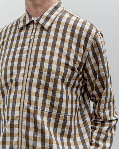 Universal Works Zip Shirt, Olive Check