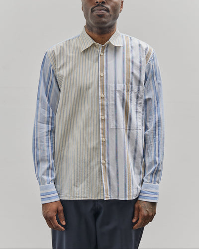 Universal Works Panel Square Pocket Shirt, Mixed Stripes