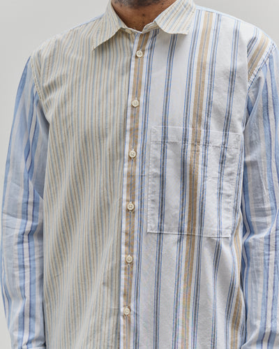 Universal Works Panel Square Pocket Shirt, Mixed Stripes