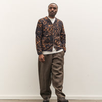 Universal Works Cardigan, Dark Navy/Brown