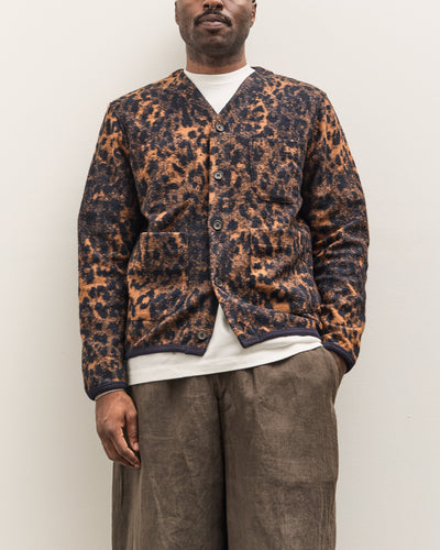 Universal Works Cardigan, Dark Navy/Brown