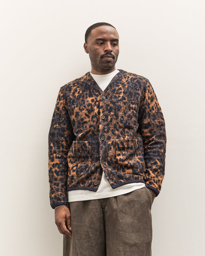 Universal Works Cardigan, Dark Navy/Brown