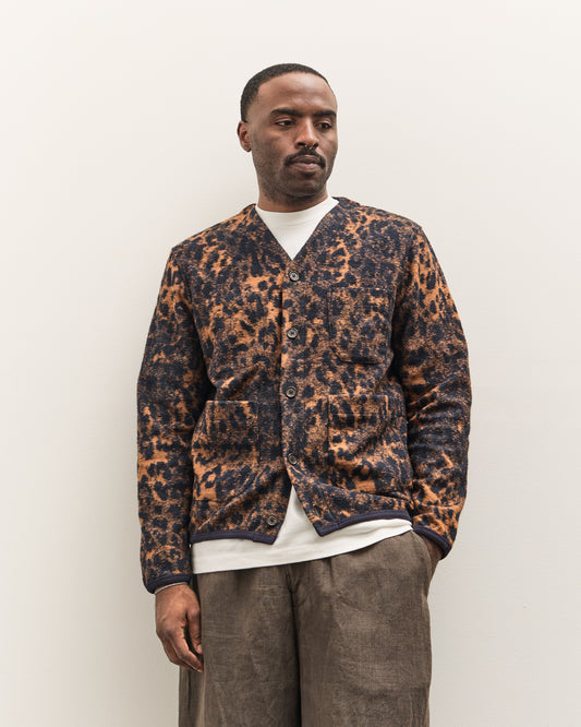 Universal Works Cardigan, Dark Navy/Brown