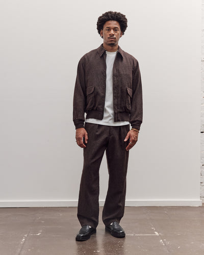 Wool Herringbone Easy Trousers, Top Brown