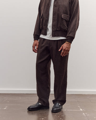 Wool Herringbone Easy Trousers, Top Brown