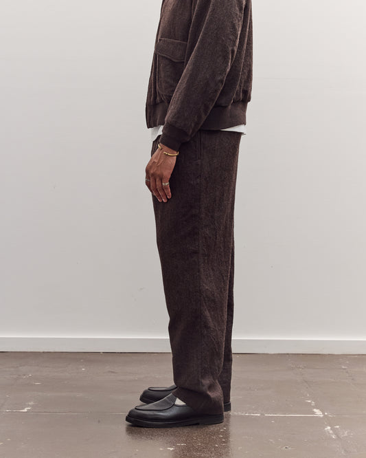 Wool Herringbone Easy Trousers, Top Brown