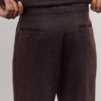 Wool Herringbone Easy Trousers, Top Brown