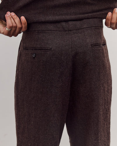 Wool Herringbone Easy Trousers, Top Brown