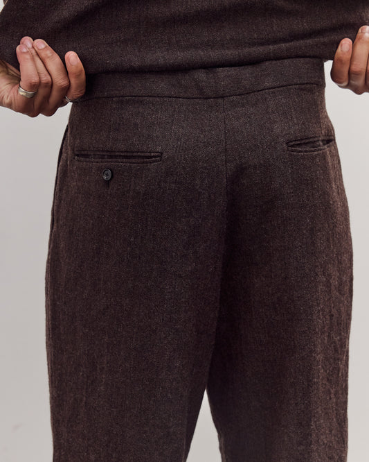 Wool Herringbone Easy Trousers, Top Brown
