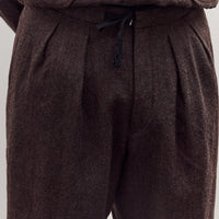 Wool Herringbone Easy Trousers, Top Brown