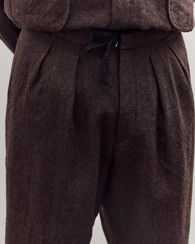 Wool Herringbone Easy Trousers, Top Brown