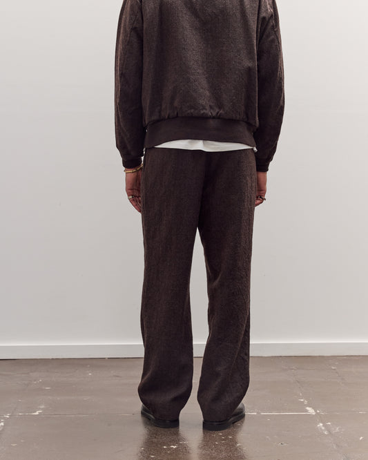 Wool Herringbone Easy Trousers, Top Brown