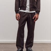 Wool Herringbone Easy Trousers, Top Brown