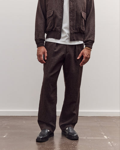 Wool Herringbone Easy Trousers, Top Brown