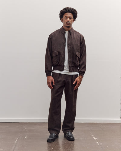 Wool Herringbone Flight Jacket, Top Brown