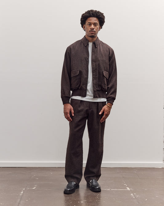 Wool Herringbone Flight Jacket, Top Brown