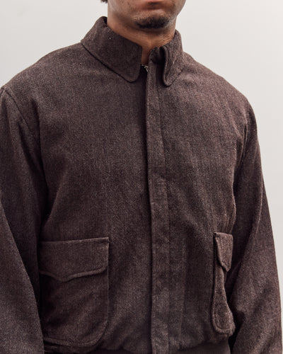 Wool Herringbone Flight Jacket, Top Brown