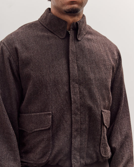Wool Herringbone Flight Jacket, Top Brown