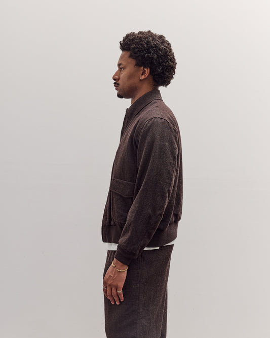 Wool Herringbone Flight Jacket, Top Brown