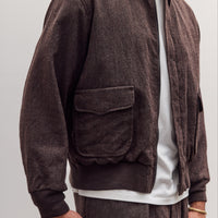 Wool Herringbone Flight Jacket, Top Brown