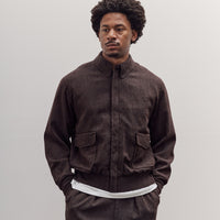 Wool Herringbone Flight Jacket, Top Brown