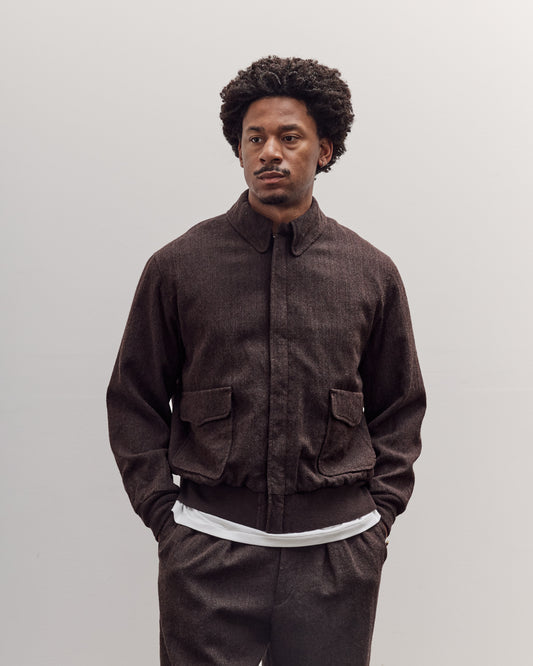Wool Herringbone Flight Jacket, Top Brown