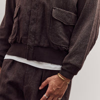 Wool Herringbone Flight Jacket, Top Brown