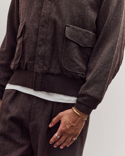 Wool Herringbone Flight Jacket, Top Brown