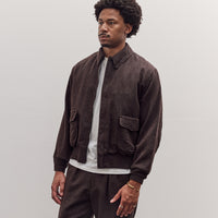 Wool Herringbone Flight Jacket, Top Brown