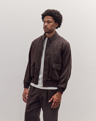 Wool Herringbone Flight Jacket, Top Brown