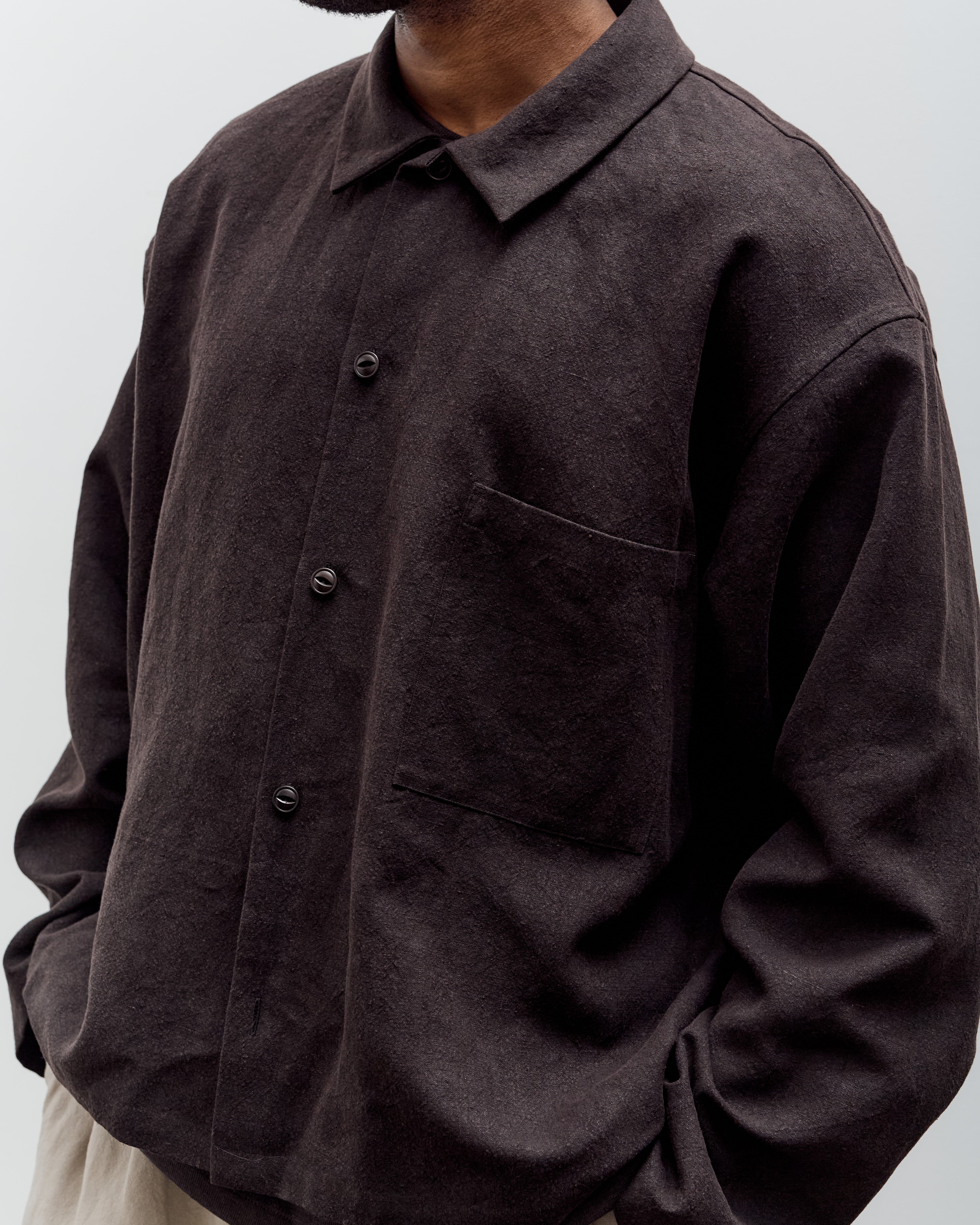 YOKO SAKAMOTO / WORK SHIRT 「brown」 サイズL Yoko Sakamoto Work Blouse, Brown – Glasswing