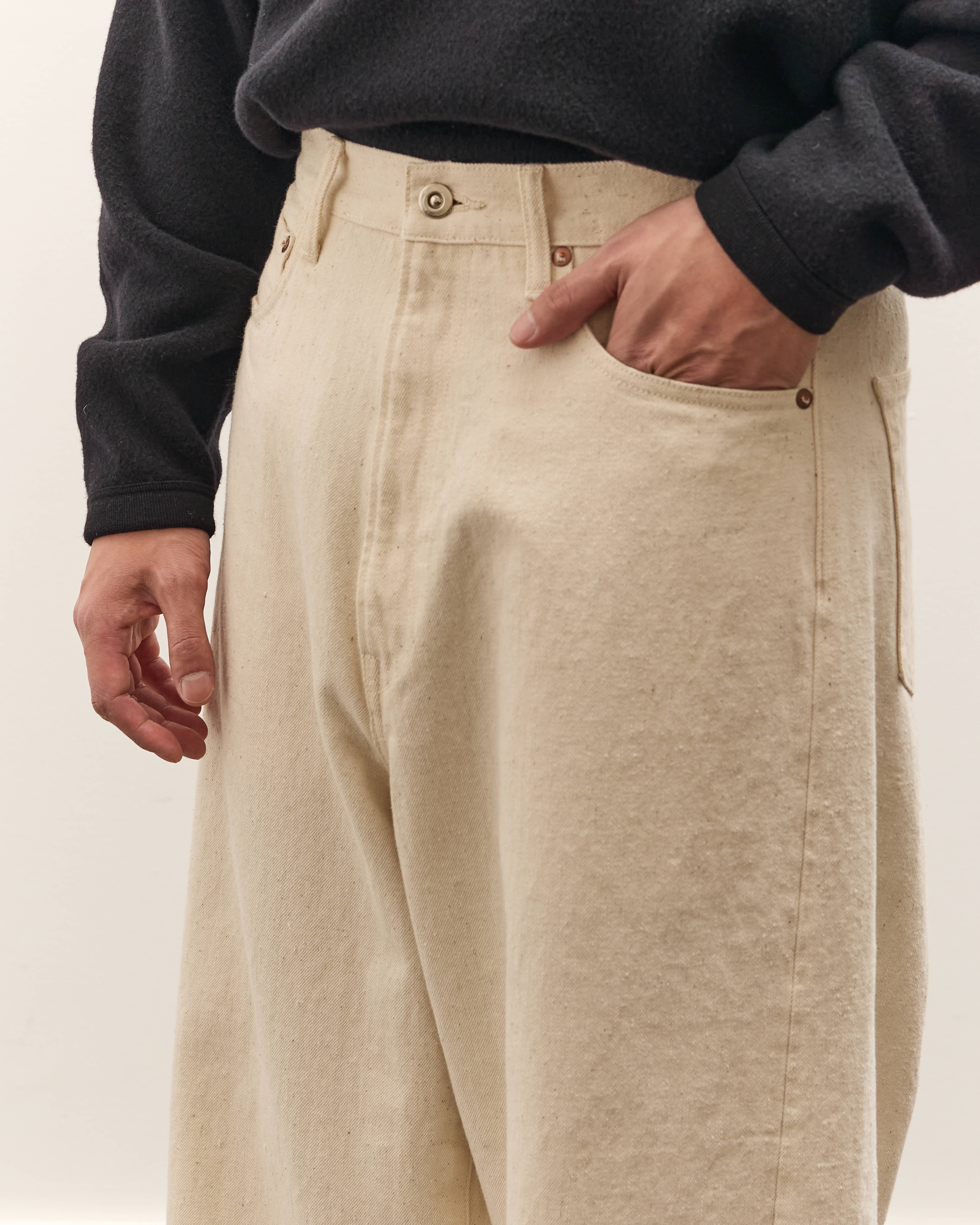 Yoko Sakamoto 5 Pocket Baggy Pants, Ecru – Glasswing