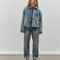 Yoko Sakamoto Denim Straight Pants, Used Fade Indigo