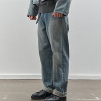 Yoko Sakamoto Unisex Denim Straight Pants, Used Fade Indigo