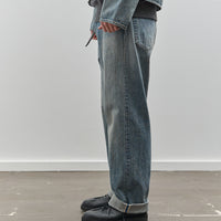 Yoko Sakamoto Unisex Denim Straight Pants, Used Fade Indigo