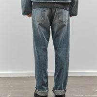 Yoko Sakamoto Unisex Denim Straight Pants, Used Fade Indigo