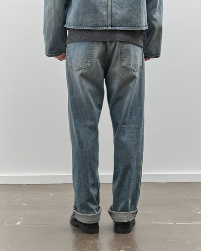 Yoko Sakamoto Unisex Denim Straight Pants, Used Fade Indigo