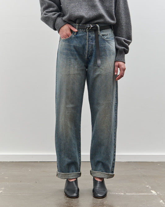 Yoko Sakamoto Denim Straight Pants, Used Fade Indigo